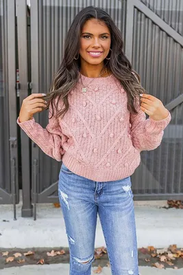 Most Loved Knit Sweater In Pink • Impressions Online Boutique