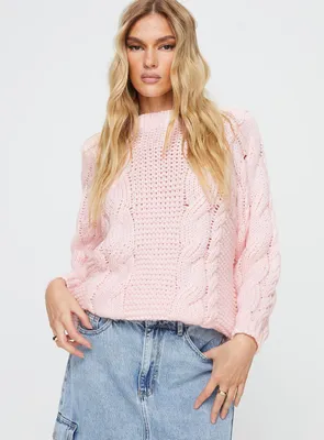 Cashmere sweater pink with side slit | Pala-Cashmere