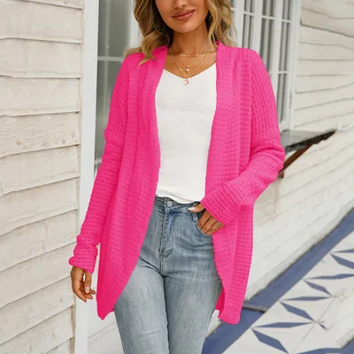 CAICJ98 Fall Sweater Women's V-Neck Button Knitwear Long Sleeve Soft Basic  Knit Cardigan Sweater Hot Pink,XL - Walmart.com