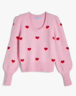 Puff Sleeve Heart Sweater in Pink – Draper James