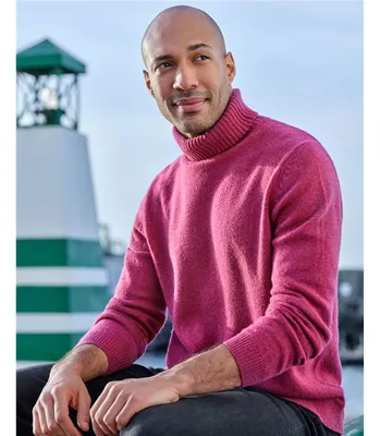 Plum Jam | Mens Lambswool Turtle Neck Sweater | WoolOvers US