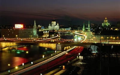 Москва, ночь, огни, москва-река, храм обои для рабочего стола, картинки,  фото, 1920x1200.