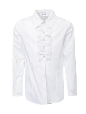 Рубашка хлопковая с жабо Aletta Couture белая (494055) купить по цене 11  230 руб. в интернет-магазине ГУМ