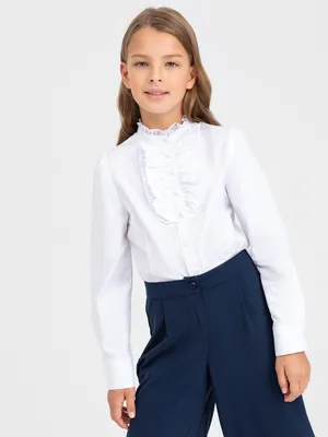 Блузка нарядная для девочки с воротником-жабо и пышными рукавами купить в  Москве на babymodik.com