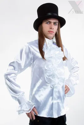 Белая мужская рубашка с жабо купить недорого в Киеве, Украине, низкие цены  в интернет магазине Xstyle - 202004