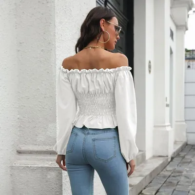 2021 Primavera Mulheres Verão Blusa Coreano De Manga Longa Tops E Blusas  Das Do Vintage Camisas Brancas Curto Na Frente Em Volta | Shopee Brasil