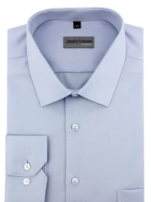 Белая мужская рубашка в мелкую синюю клетку - INTELGA Приталенная рубашка