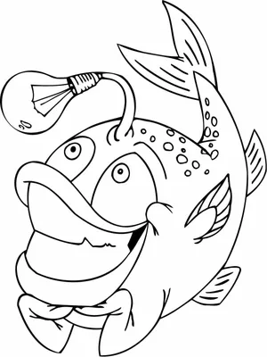 Раскраска потрясающая рыба-удильщик - скачать или распечатать раскраску из  категории «удильщик рыба» бесплатно #364602