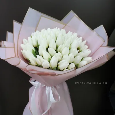 21 белый тюльпан в упаковке по цене 5510 ₽ - купить в RoseMarkt с доставкой  по Санкт-Петербургу
