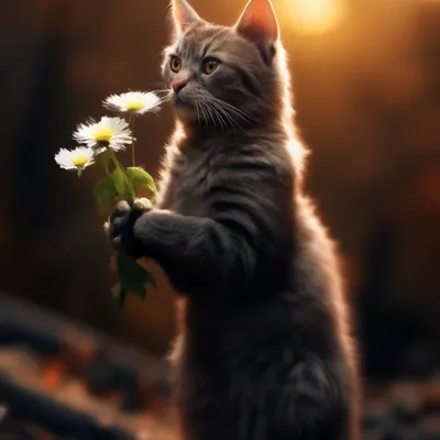 Милый щитк-ушастый кот с букетом тюльпанов E День матери, 8-ое марта, с  днем рождения поздравительая открытка ко дню рождения Стоковое Фото -  изображение насчитывающей международно, знамена: 141672462