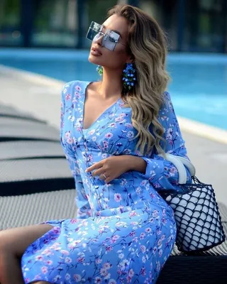 Нежно-голубое платье - купить в интернет-магазине вязаной одежды Shapar