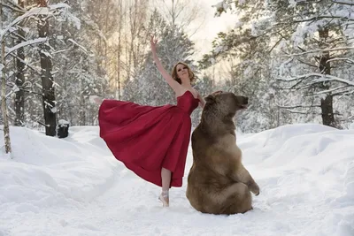 Фотосессия с настоящим медведем Степаном, Томом.