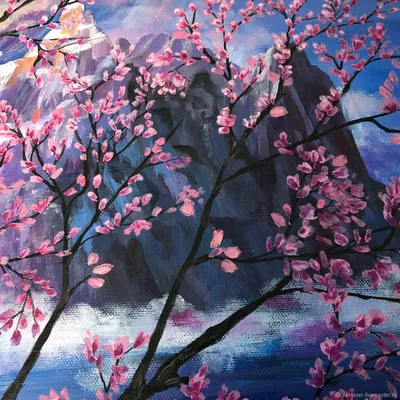 Цветение сакуры в горах – купить онлайн на Ярмарке Мастеров – KV6LORU |  Картины, Обнинск