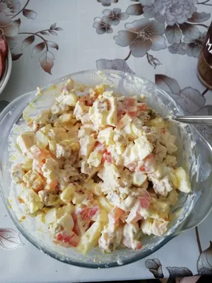 Фото к рецепту салат с сухариками и курицей Брио - Салаты. Салаты с курицей.  Пошаговые рецепты с фото