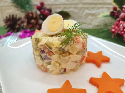 Салат «Столичный» с курицей и свежим огурцом - 10 пошаговых фото в рецепте