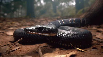 змея лежит в темноте в лесу, 3d королевская кобра самая длинная ядовитая  змея в мире, Hd фотография фото фон картинки и Фото для бесплатной загрузки