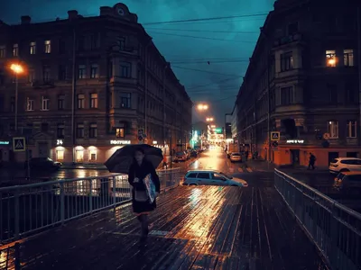 Дождливый вечер в Петербурге | Пикабу