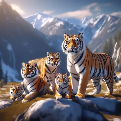 Семья тигров фотографии