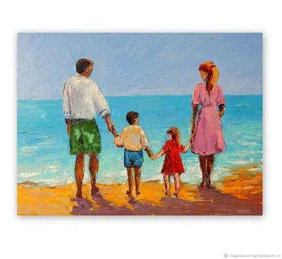 Картина Семья на море 30х40 см – купить онлайн на Ярмарке Мастеров –  QW39KRU | Картины, Санкт-Петербург