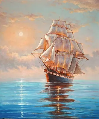 Картины (живопись):По водной глади | Pintura de barco, Pinturas de navios,  Arte de navio