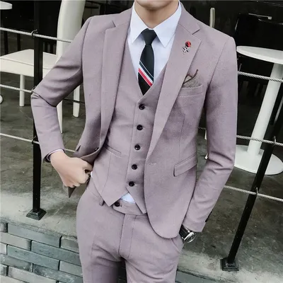 Мода На Заказ Серый Мужской Костюм Три Штуки Slim Fit Groom Носить  Свадебные Костюмы Лучшие Мужские Деловые Костюмы От 8 579 руб. | DHgate