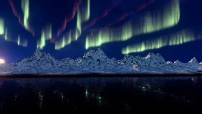 Фото северное сияние, горы, northern lights, mountains, 4k, Фото #17045