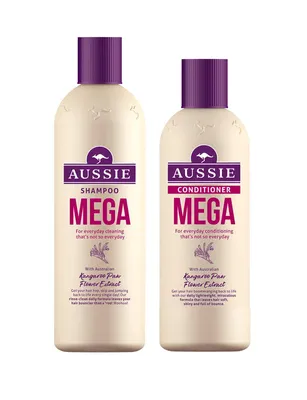 Aussie Mega Shampoo and Conditioner set, 300ml Shampoo + 250ml Conditioner  - for everyday cleaning -with Kangaroo Paw Flower extract for soft and  shiny hair: Buy Online at Best Price in UAE -