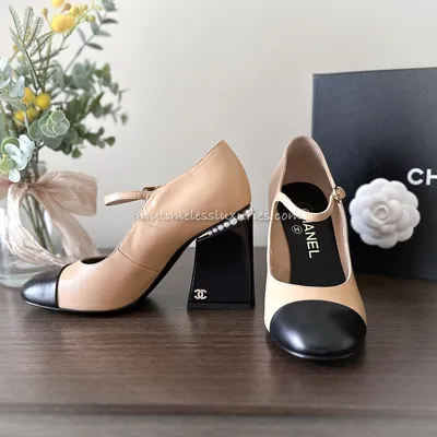 Chanel Shoes Heels Black Leather Size 36.5 Finition Main Women's | eBay