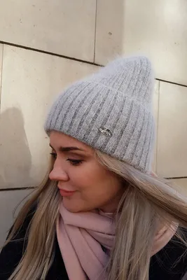 Женская шапка ангора серая серый купить в интернет магазине z077.ru