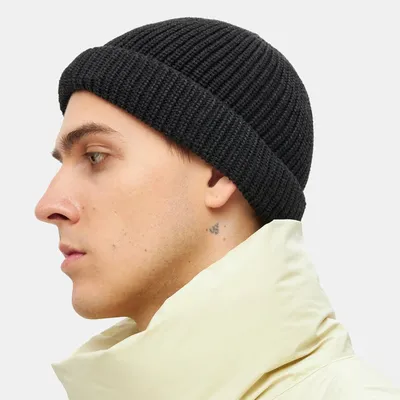 Мужская черная шерстяная шапка бини | Купить в Москве, СПб в  интернет-магазине