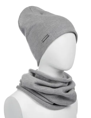 Комплект шапка и снуд из 100% шерсти мериносов, цвет серый меланж купить в  Москве