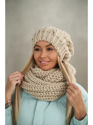 Shapki ru Комплект шапка шарф снуд зимний вязанный женский