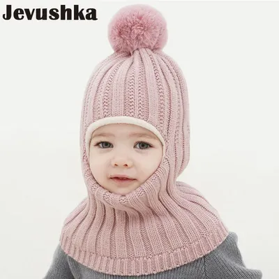 Зимняя детская шапка с помпоном, вязаная детская Шапка-бини, шапка для  маленьких девочек и мальчиков, шарф, снуд с флисовой подкладкой, шапки для  детей | AliExpress