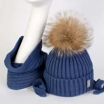Комплект для мальчика зимний: шапка+снуд | Цвет: cиний | Артикул: 8100006
