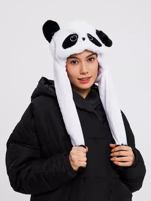 Panda Hat with Paws - 3-in-1 Plush Panda Winter Hat for Women