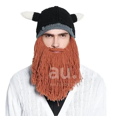 Шапка с бородой - купить вязаную шапку-бороду