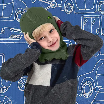 Детская шапка-шлем синяя для мальчика купить