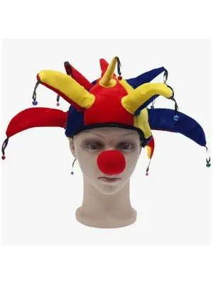 Арлекино Карнавальная шапка шута,колпак скомороха,шляпа клоуна