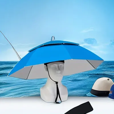 massmall Umbrella Hat 27\" UV Protection Umbrella Hats for Women Men Hands  Free Umbrella Blue/1 Pack 27\" Blue