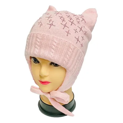 Купить оптом Angel шапка AN-5044 вязаная ангора, подклад хлопок (р.52-54)  розовая