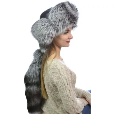 Женская шапка из чернобурки \"Сноп\" цвет - натуральный