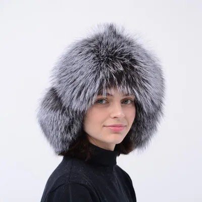 Головной убор меховой женский 217 Надя лиса серебристо-чёрная - купить в  Москве по выгодной цене