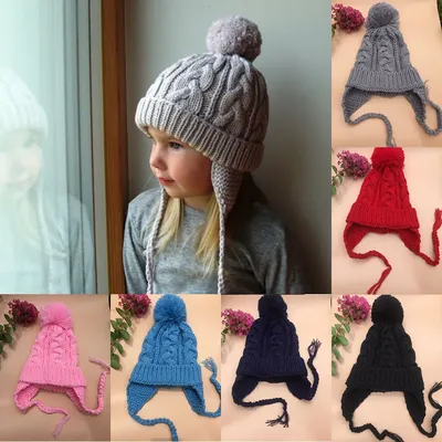Теплые милые утепленные шапки для маленьких мальчиков и девочек, однотонные  детские шапки, вязаная шапка-ушанка, шапка-ушанка, капот – лучшие товары в  онлайн-магазине Джум Гик