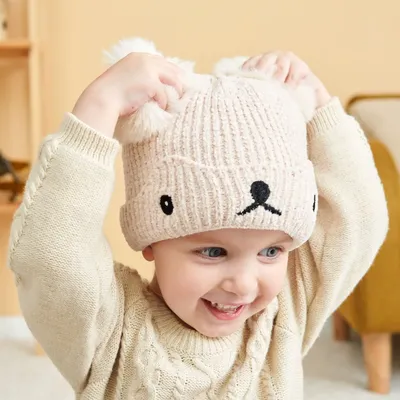 Зимняя детская шапка для детей, теплые вязаные детские аксессуары,  облегающая шапка для девочек и мальчиков, шапка с помпоном, Детские  облегающие шапки, шапочка для детей | AliExpress