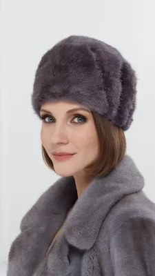 Меховая женская шапка из чёрной норки с перфорацией 1331.108.3519 норка  black - купить в Москве по выгодной цене