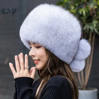 Шапка из натурального Лисьего меха русская Ушанка женская зимняя шапка для  женщин теплая пушистая популярная стильная женская шапка с хвостом модные  шапки из натурального меха | AliExpress