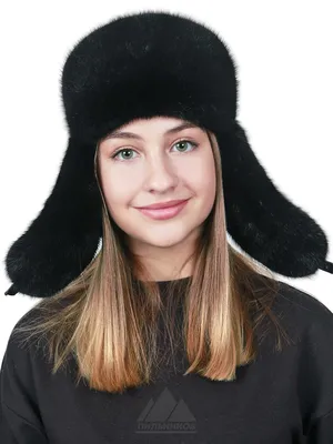 Женская шапка ушанка \"Северянка\" из меха уссурийского енота натурального  цвета
