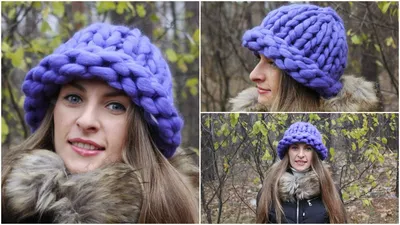 модная шапка из толстой пряжи | Knitted hats, Winter hats, Knitting