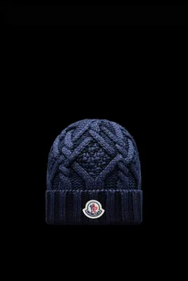 Мужская синяя шерстяная шапка с логотипом бренда MONCLER купить в  интернет-магазине ЦУМ, арт. D2-091-00294-00-09912