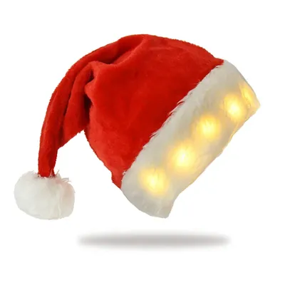 Красная рождественская шапка Санта Клауса хлопковая теплая Рождественская  шапка с подсветкой новогодние подарки Рождественские шапки для  взрослых/детей | AliExpress